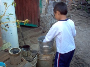 bucket washing at great-grandmas