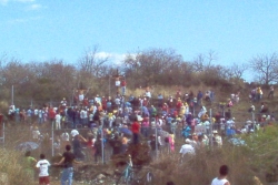 The drama ends with the cruxification of Christ.