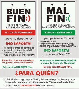 Banks and loan agencies offer advances on the aguinaldo (end of year bonus) to shoppers during the marketing period.