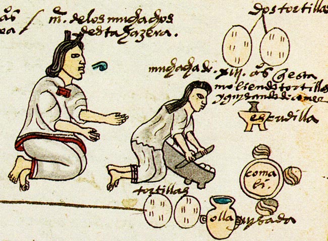 grinding corn for atole